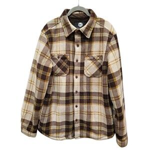 Vintage Men's Medium Weatherproof Sherpa Fleece Lined Plaid Flannel Jacket Nice